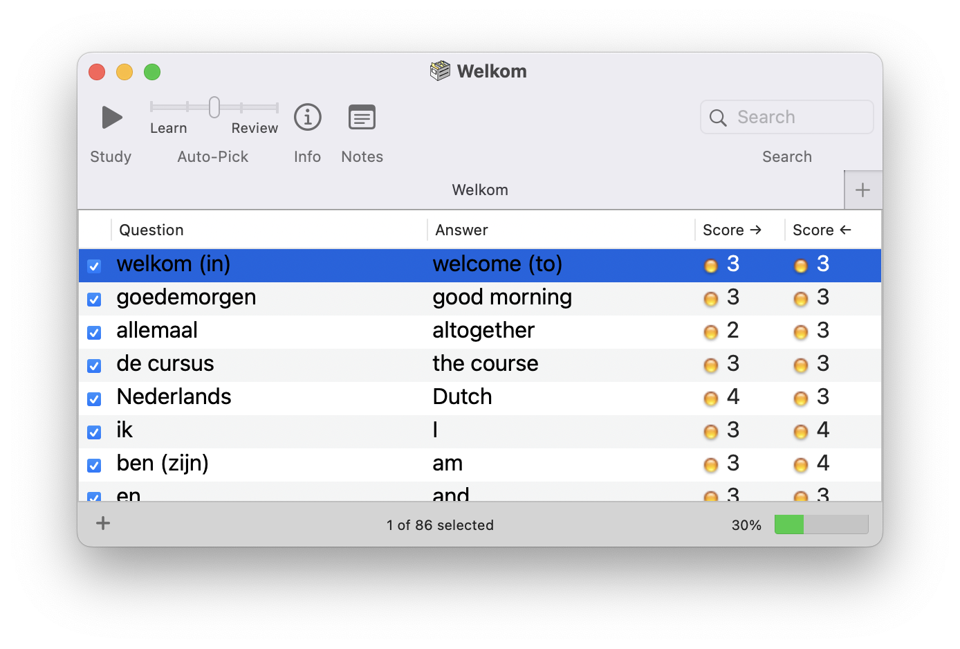 It works! Learning DUtch vocab